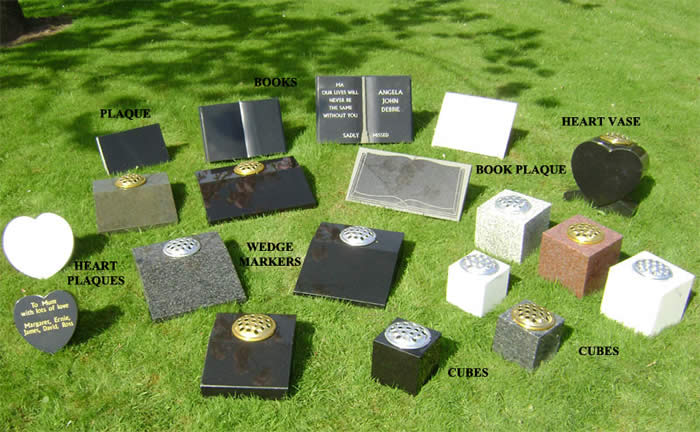A selection of our memorial markers